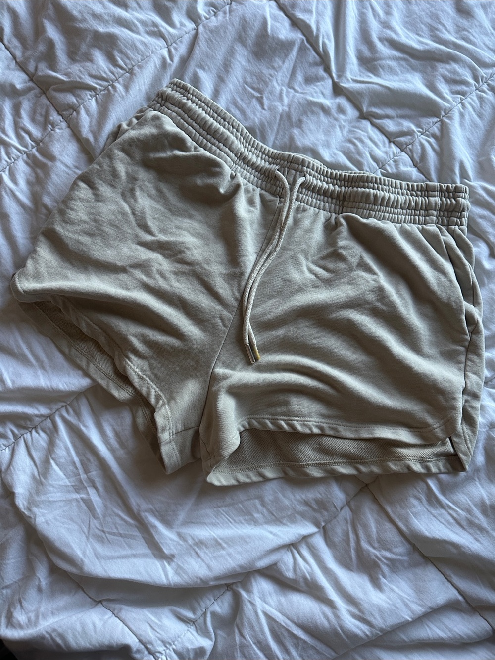 H&M Beige Cotton-Blend Lounge Shorts with Drawstring
